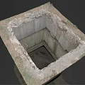 Square Concrete Pit With Earthen Edges Grass And Water At Bottom 3d model