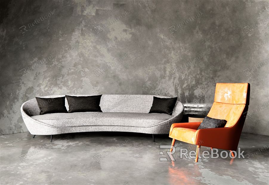 Modern Multiplayer Sofa Sofa Coffee Table Combination Single Person Sofa Reading Sofa Pillow Side Table Casual Sofa model