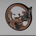 Vintage Copper Steampunk Mechanical Wheel With Intricate Parts Steering Wheel And Seat