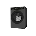 Modern Stainless Steel Front Load Washing Machine With Digital Control And Clear Door