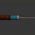 Wooden Handle Chisel With Blue Accent And Metal Blade Crafting Tool