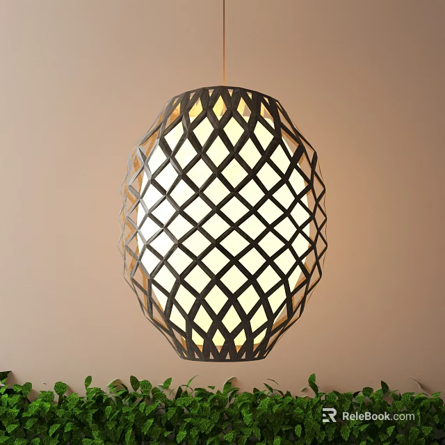 Modern Woven Geometric Pattern Lantern With Warm Light For Indoor Decoration 3d model 