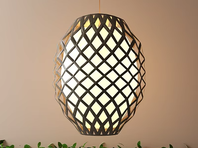 Modern Woven Geometric Pattern Lantern With Warm Light For Indoor Decoration 3d model