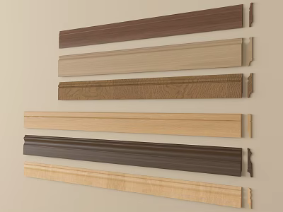 Varied Wooden Decorative Lines in Different Colors for Home Interior Design 3d model