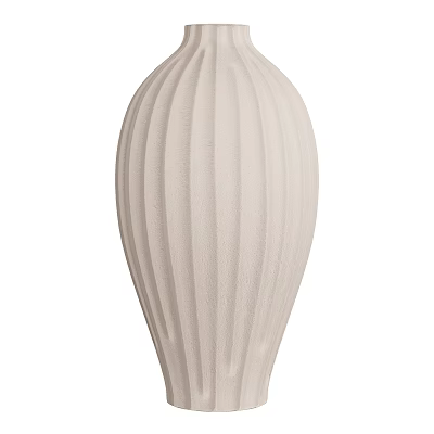 White Ceramic Vessel With Vertical Ribbed Texture For Modern Decorative 3d model