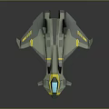 Futuristic Aerospace Spacecraft Design With Sleek Green Yellow Accents And Advanced Features