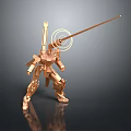 Smart Machine Robot Figure With Golden Color Spear And Circular Glow