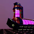 Futuristic Cylindrical Weapon With Glowing Purple Pink Lights And Tech Design