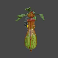 3D Model of Pitcher Plant With Green Leaves Red Striped Pitcher And Yellow Light