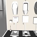 Wall Mounted Urinal Design For Modern Bathroom With Water Tank And Fixtures