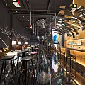 Modern Bar Interior Design With Stylish Lighting Bar Counter And High Stools Decor