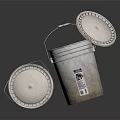 Two Metal Buckets With Labels And Open Lid For Household Storage