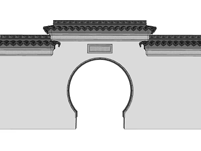 Traditional Chinese Scenic Wall With Arched Doorway And Tile Roof Design 3d model