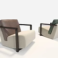 Modern Accent Chairs with Brown Green Backrests Dark Wooden Arms and Beige Upholstered Seats