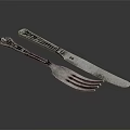 Elegant Silver Carved Cutlery Set With Dinner Fork And Decorative Knife