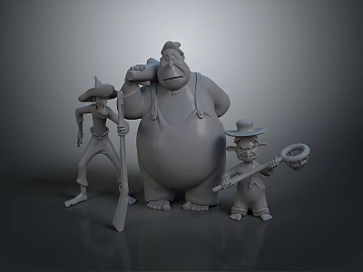 3D Character Models With Various Sizes Costumes And Accessories Like Sticks Nets And Hats 3d model