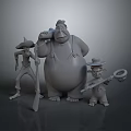 3D Character Models With Various Sizes Costumes And Accessories Like Sticks Nets And Hats