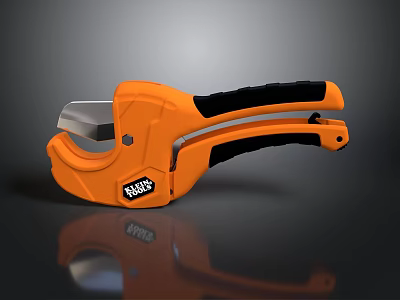 Orange Ratchet Pipe Cutter With Black Handles And Sharp Cutting Blade 3d model