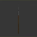 Metal Pronged Trident With Wooden Handle On Gray Gradient Background