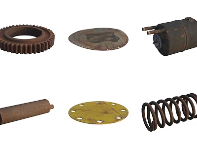 Durable Metal Hardware Tools Including Gears Washers Springs And Cylinders 3d model