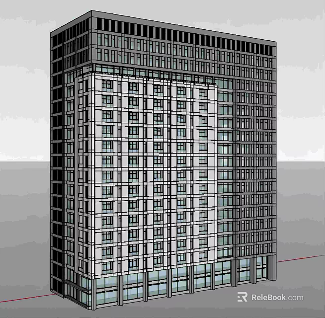 Modern High Rise Building Exterior With Glass Windows And Urban Architecture 3d model 