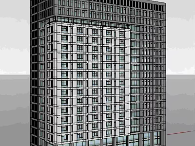 Modern High Rise Building Exterior With Glass Windows And Urban Architecture 3d model