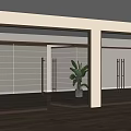 Modern Glass Double Doors With Brushed Brass Frame In Interior Space