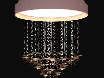 Elegant Modern Decorative Chandelier With Circular Canopy And Beaded Chains Metal Accents 3d model