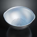 Silver Metal Kitchen Colander With Perforated Holes And Modern Bowl Design