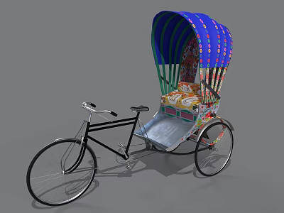 Colorful Tricycle Bicycle With Decorative Canopy And Comfortable Seating Design 3d model