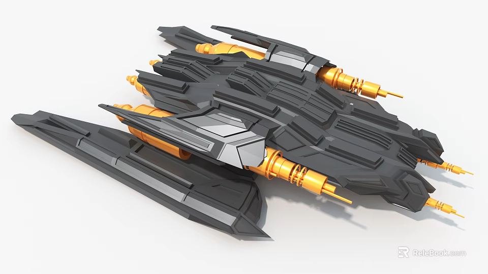 Advanced Industrial Equipment with Black Gold Mechanical Structure and Multiple Components 3d model 