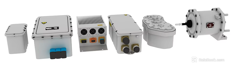 Automotive Car White Control Boxes And Junction Boxes With Interface Buttons 3d model 