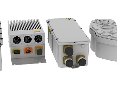 Automotive Car White Control Boxes And Junction Boxes With Interface Buttons 3d model