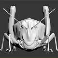White Grasshopper Model With 3D Design On Dark Background And Reflection 3d model
