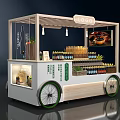 Mobile Food Cart Featuring Wooden Structure Top Logo And Beverage