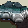 Modern Museum Building With Unique Curved Glass Facade And Wave Shaped Roof