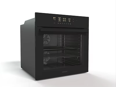Modern Black Kitchen Oven With Glass Door Interior Racks And Control Panel 3d model