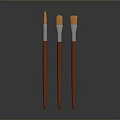 Orange Handle Paint Brushes Set of Three with Bristles for Daily Use