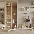 Modern Cat Furniture and Supplies with Wooden Trees Scratching Posts Beds and Bowls