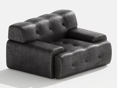 Black Modern Tufted Single Seater Sofa With Textured Upholstery And Armrests 3d model