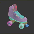 Blue Vintage Roller Skates With White Wheels And Brown Toe For Skater