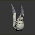 Animal Skull Organ Structure With White And Purple Accents And Fur Details