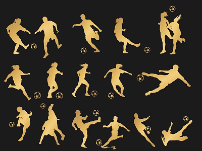 Sports Elements Sports Silhouette Sports Icon Running Football Figure Kick Football Sports Figure Game 3d model