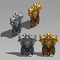 Decorative Jewelry Charms with Silver Gold Tones Blue Red Gemstones and Intricate Design