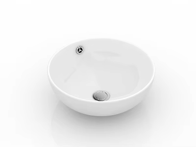 Modern White Ceramic Round Countertop Washbasin With Smooth Surface And Drain Hole 3d model