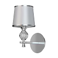 Modern Pair of Wall Sconces with Fabric Lampshades and Crystal Accents