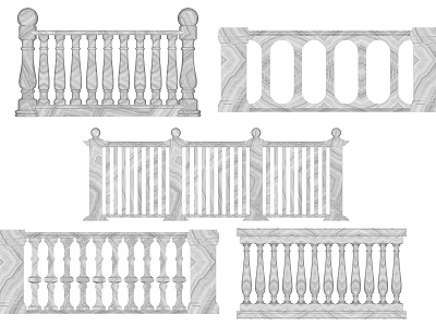 Decorative Stone Railing Designs With Ornate Posts Balusters And Finials 3d model