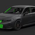Black Sports Sedan With Green Accent Front Grille And Stylish Alloy Wheels
