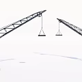 Two Utility Vehicle Cranes Featuring Industrial Metal Boom And Hanging Hook