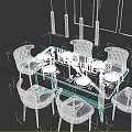 Modern Restaurant Interior With Marble Dining Table Black Chairs Pendant Lights And Wall Art